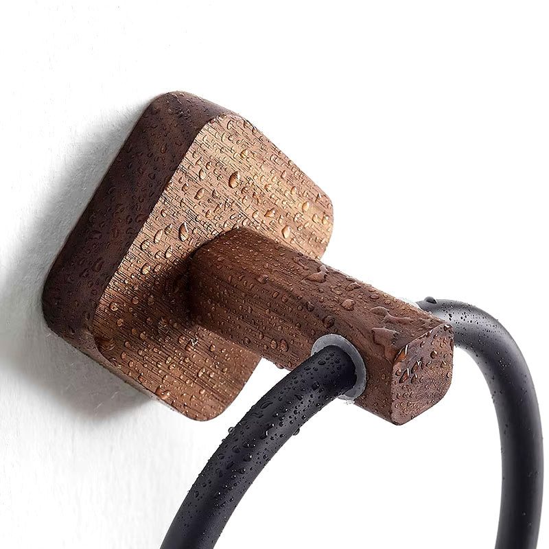 Aluminum and Wood Towel Ring