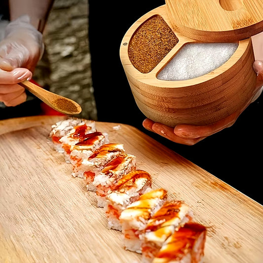 Bamboo Seasoning Box with Spoon