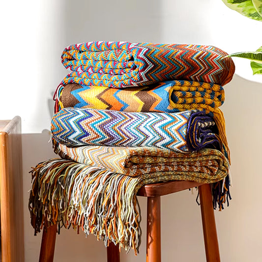 Bohemian Striped Throw Blanket