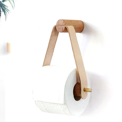 PU Wood No-Punch Toilet Paper Holder