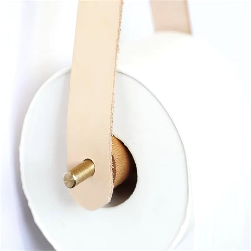 PU Wood No-Punch Toilet Paper Holder