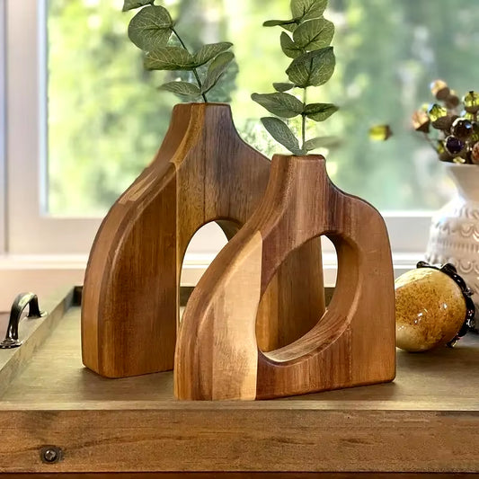 Solid Wood Vase Set