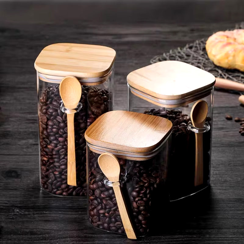 Square Coffee Canister with Spoon