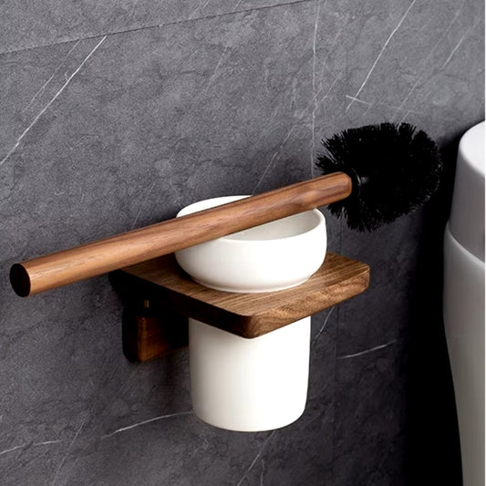 Wood Toilet Brush with Ceramic Base