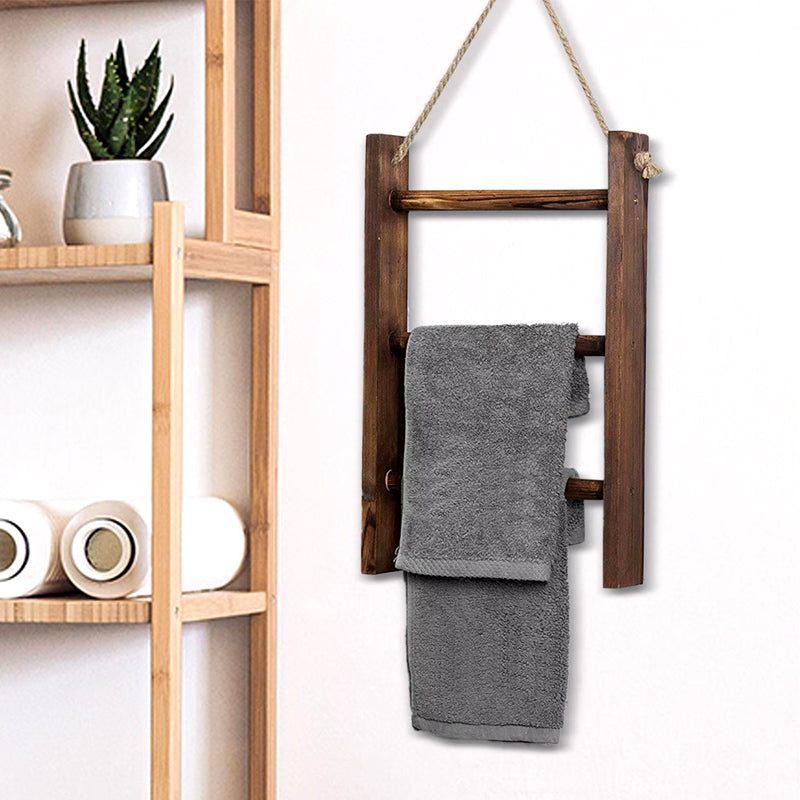 Wooden Towel Rack with Rope