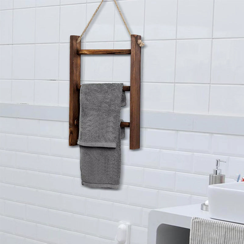 Wooden Towel Rack with Rope